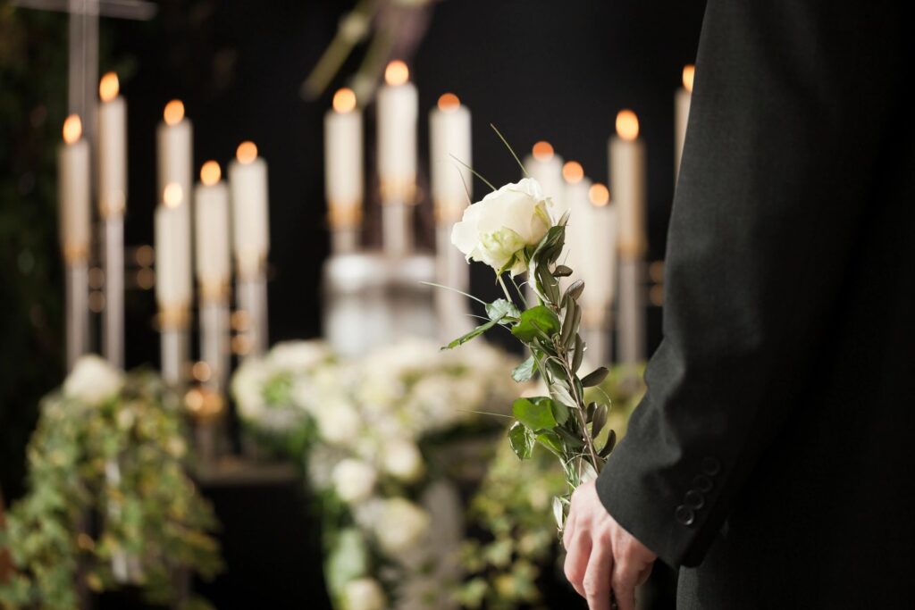 man at a funeral